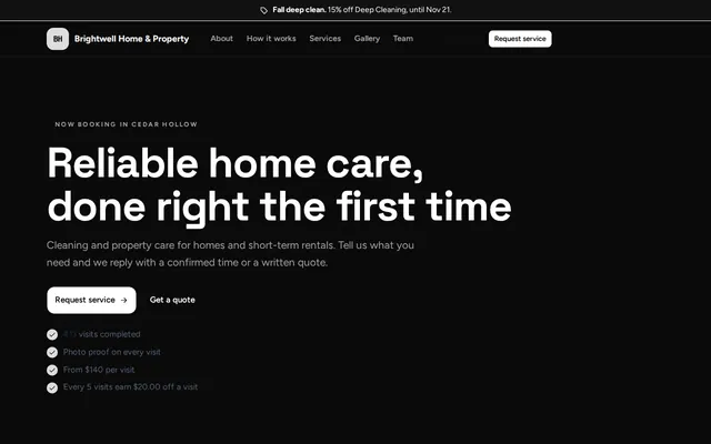 The Studio booking page style